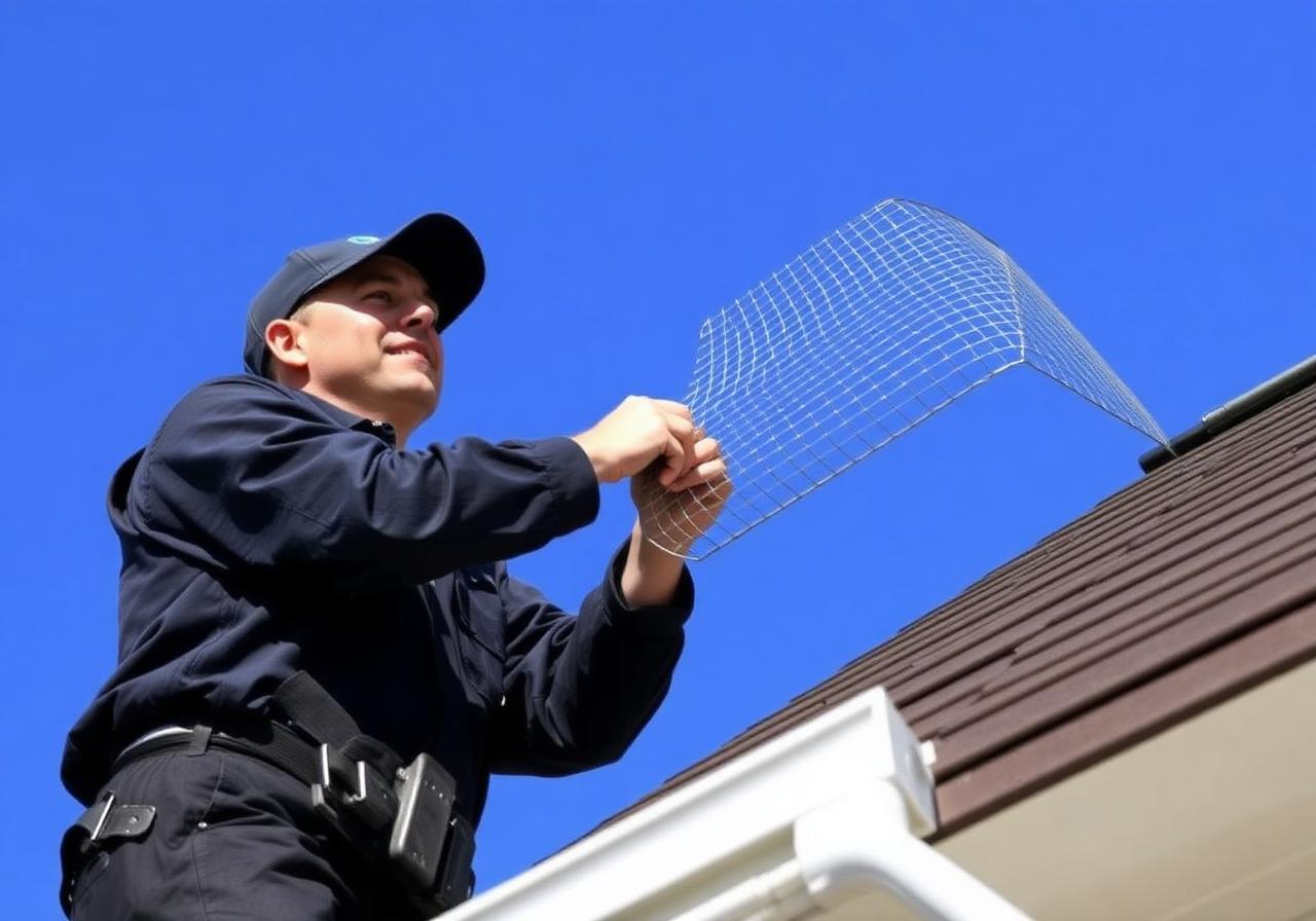 Technician installing gutter guards